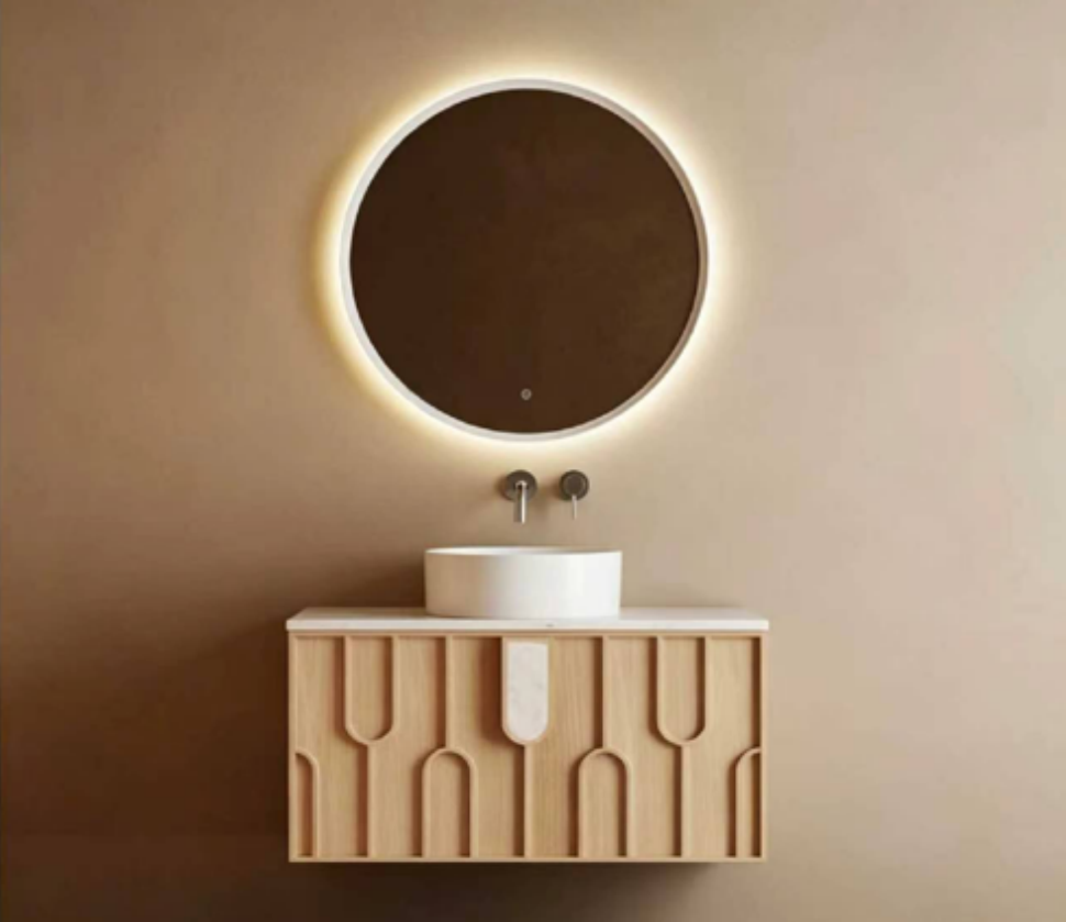 Natural Wood Grain Plywood Bathroom Vanity Cabinet