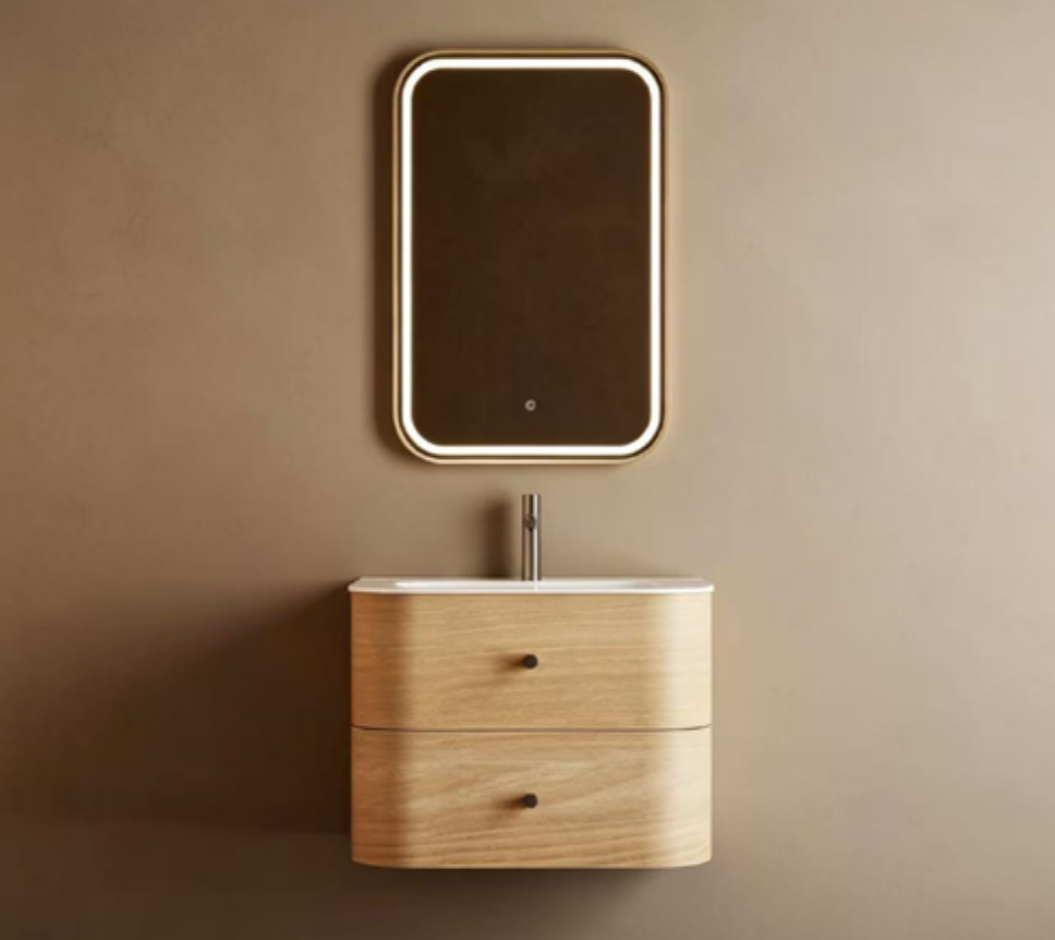 Modern Square Mirror Plywood Bathroom Vanity Cabinet