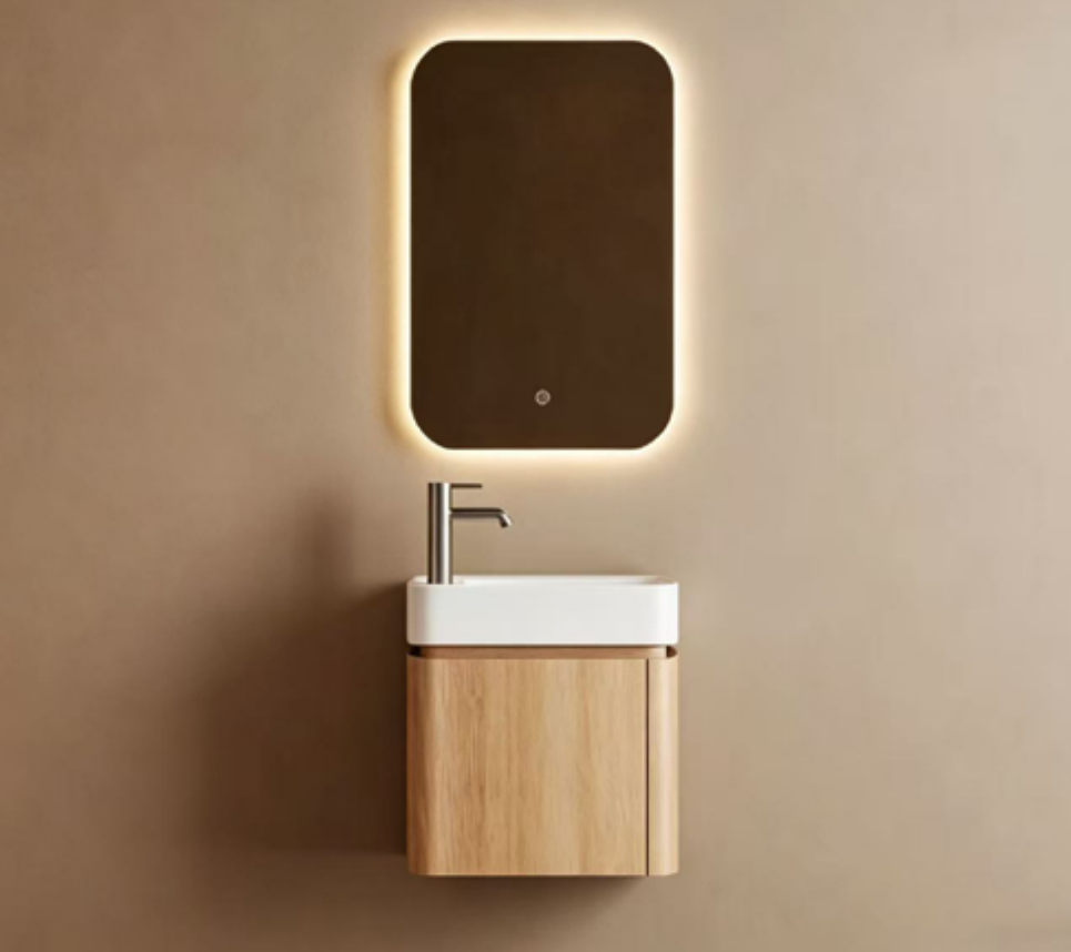 Compact Single Sink Plywood Bathroom Vanity Cabinet