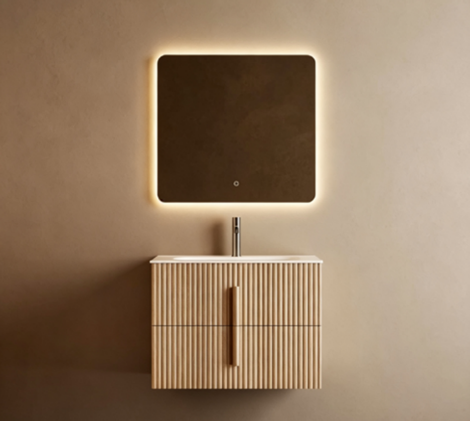 Contemporary Floating Plywood Bathroom Vanity Cabinet
