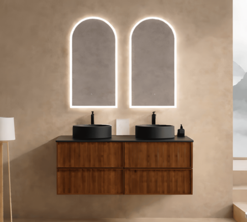 Luxury Double Mirror Plywood Bathroom Vanity Cabinet