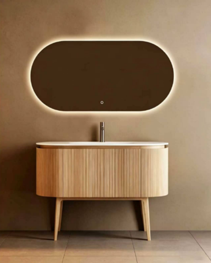 Luxury Freestanding Fluted Plywood Bathroom Vanity Cabinet