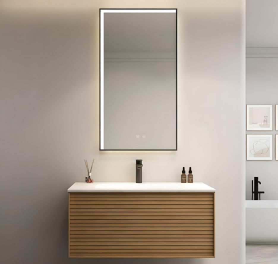 Minimalist Horizontal Panel Plywood Bathroom Vanity Cabinet