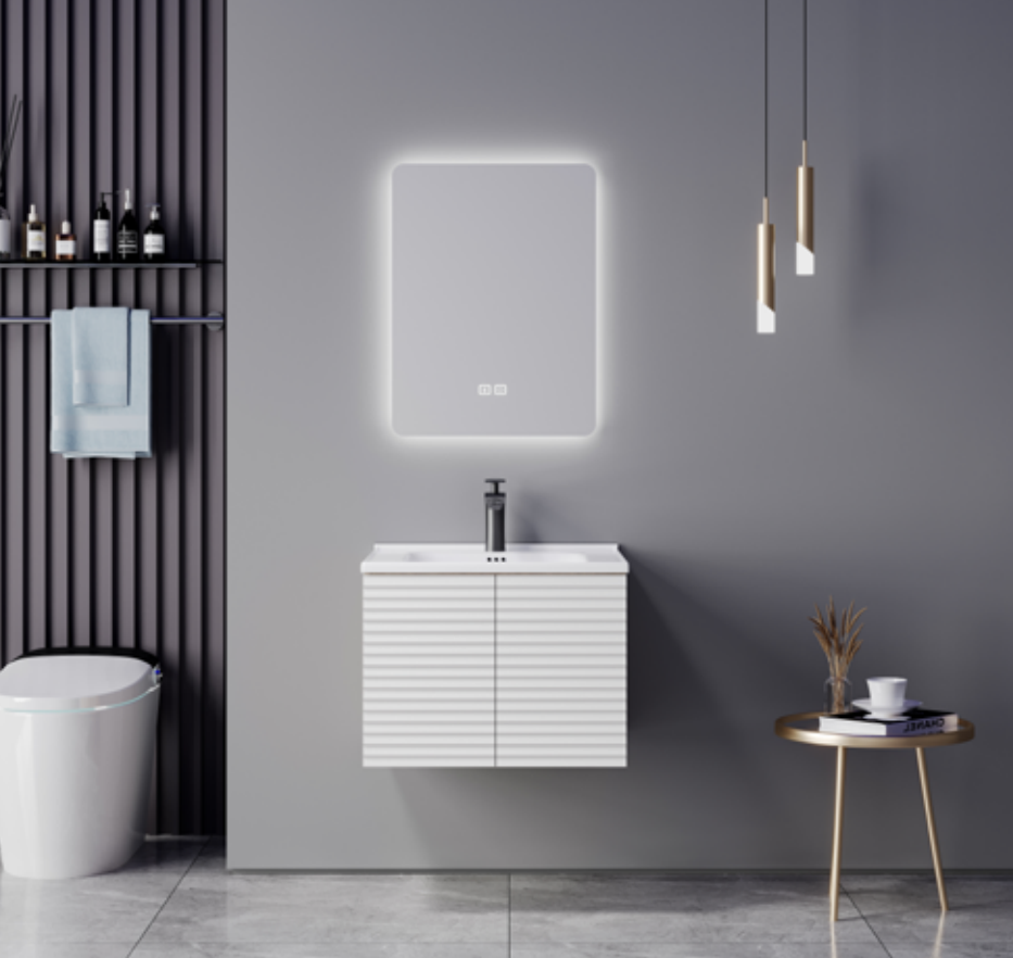 Modern White Floating Plywood Bathroom Vanity Cabinet