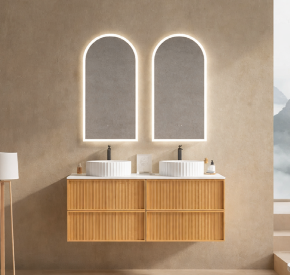 Large Double Basin Plywood Bathroom Vanity Cabinet