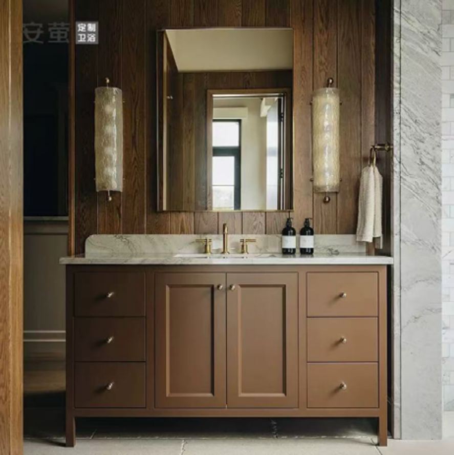 Classic Wooden Freestanding Plywood Bathroom Vanity Cabinet