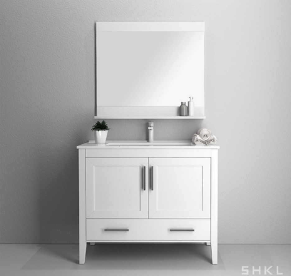 Classic White Freestanding Plywood Bathroom Vanity Cabinet