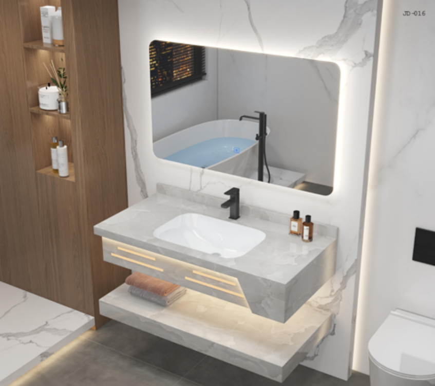 Modern White Artificial Stone Integrated Basin