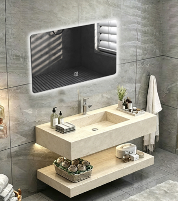 Luxury Marble Texture Artificial Stone Vanity Basin