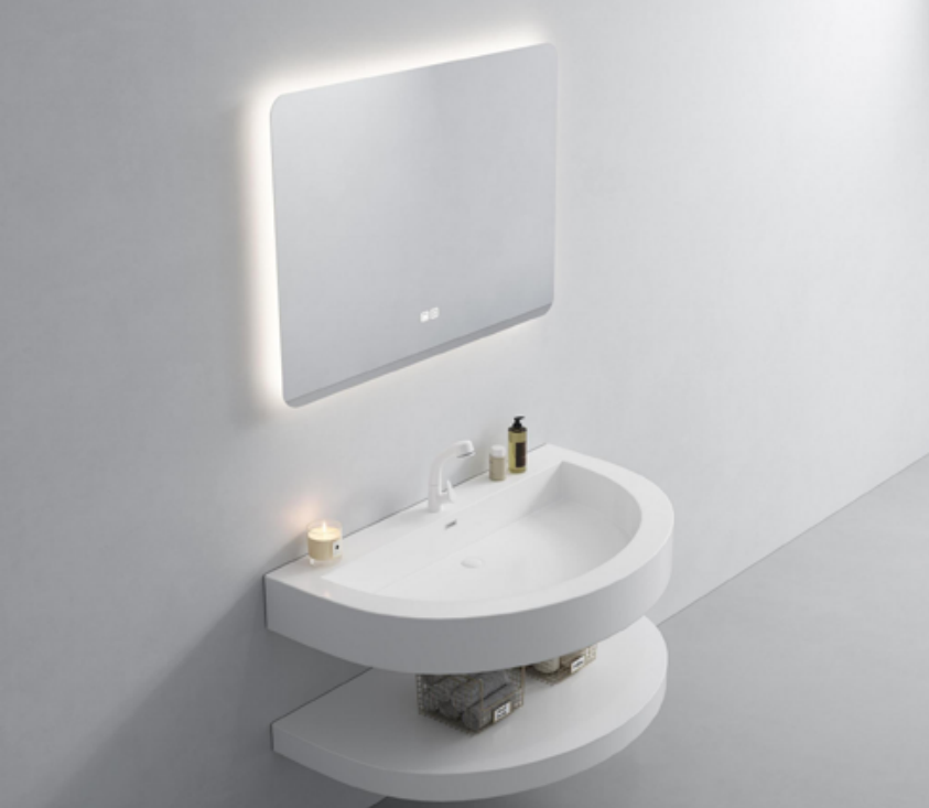 Curved Edge Artificial Stone Vanity Basin