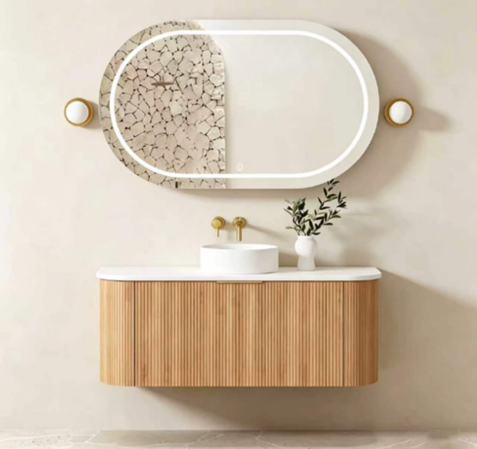 Natural Oak Floating Plywood Bathroom Vanity Cabinet