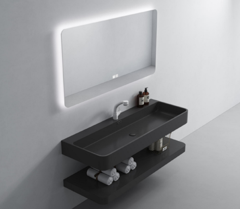 Black Floating Artificial Stone Vanity Basin