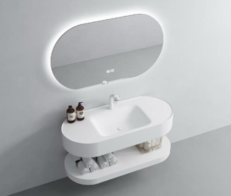 Rounded Front Artificial Stone Vanity Basin