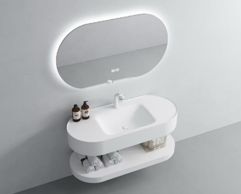 Rounded Front Artificial Stone Vanity Basin