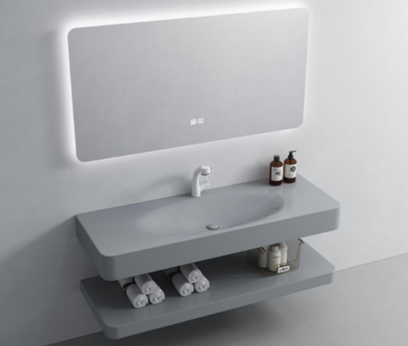 Gray Floating Artificial Stone Vanity Basin