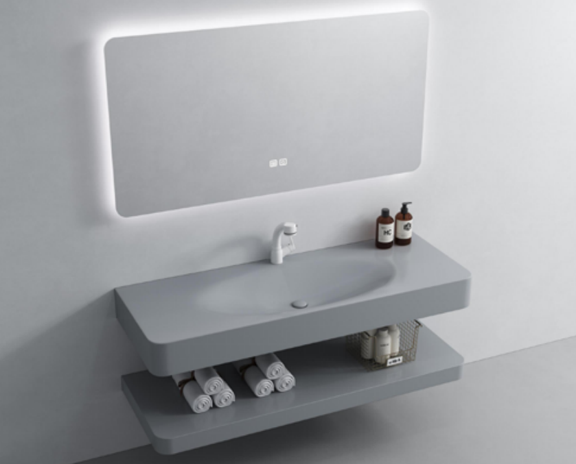 Gray Floating Artificial Stone Vanity Basin